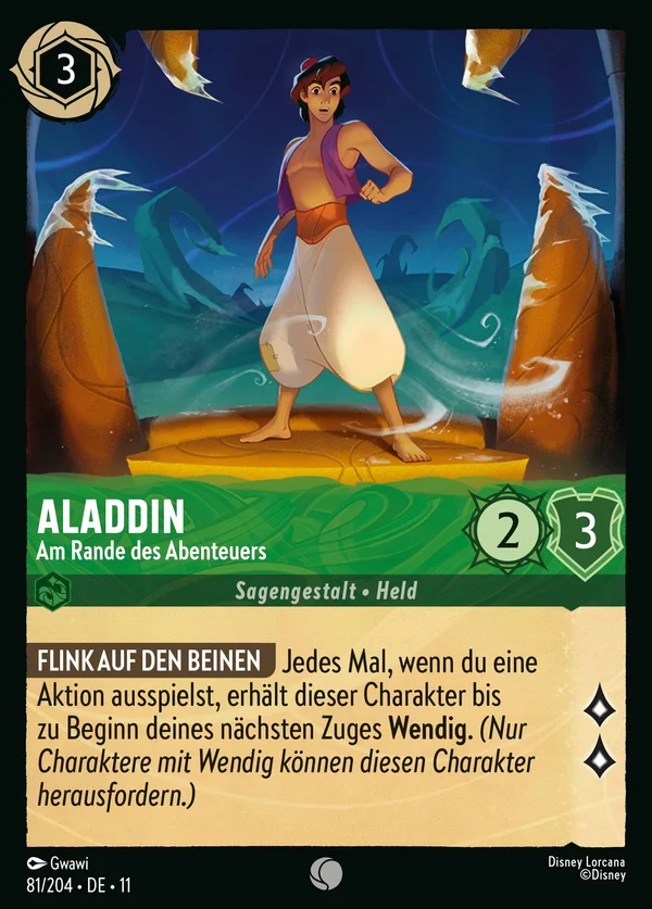 Aladdin - Am Rande des Abenteuers — Disney Lorcana Charakter card from Winterspell