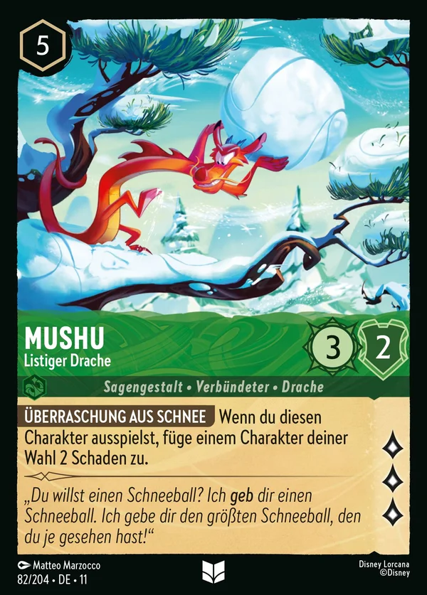 Mushu - Listiger Drache — Disney Lorcana Charakter card from Winterspell