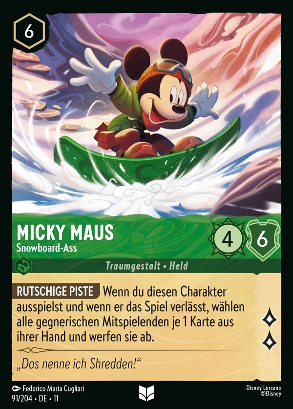 Micky Maus - Snowboard-Ass — Disney Lorcana Charakter card from Winterspell