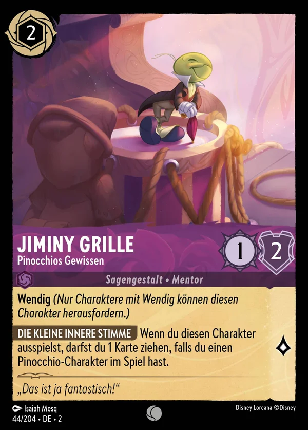 Jiminy Grille - Pinocchios Gewissen — Disney Lorcana Charakter card from Rise of the Floodborn