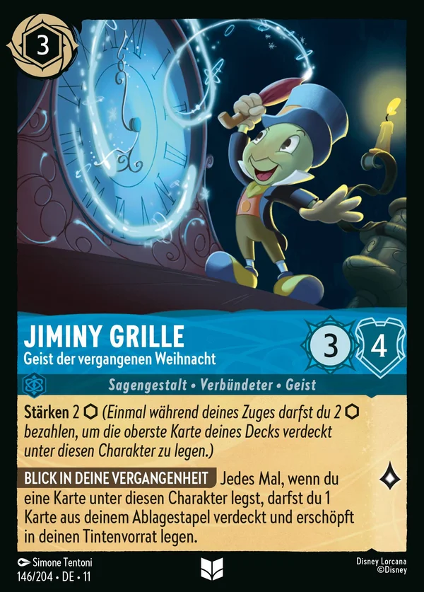 Jiminy Grille - Geist der vergangenen Weihnacht — Disney Lorcana Charakter card from Winterspell