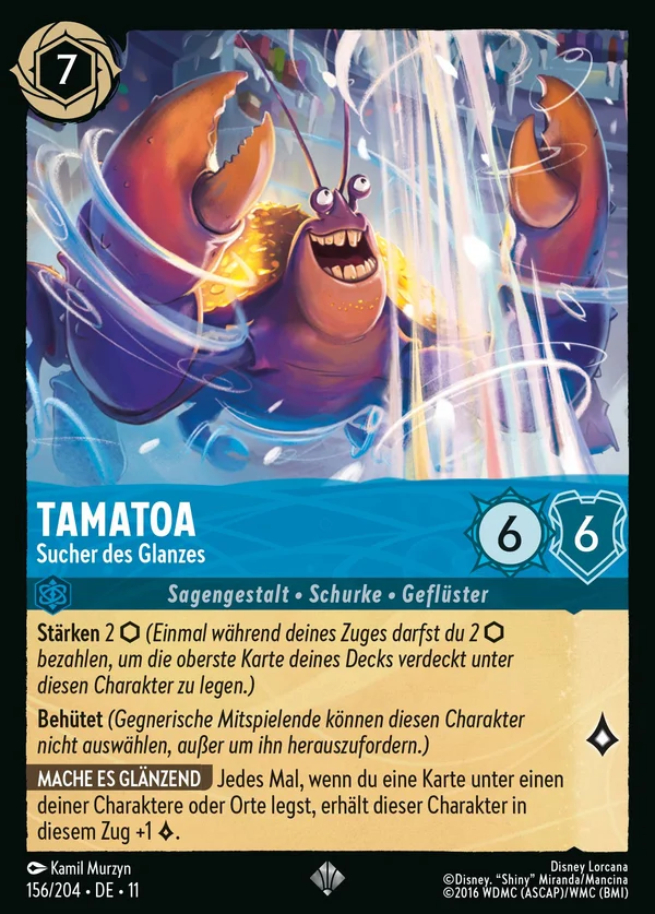 Tamatoa - Sucher des Glanzes — Disney Lorcana Charakter card from Winterspell