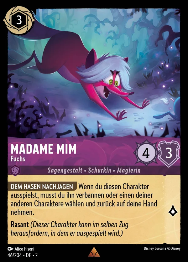 Madame Mim - Fuchs — Disney Lorcana Charakter card from Rise of the Floodborn
