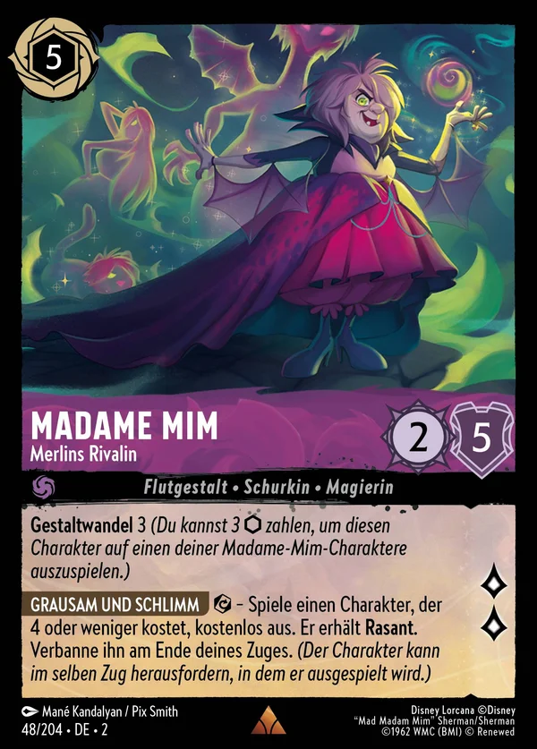 Madame Mim - Merlins Rivalin — Disney Lorcana Charakter card from Rise of the Floodborn