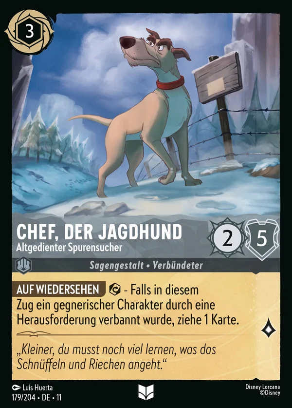 Chef, der Jagdhund - Altgedienter Spurensucher — Disney Lorcana Charakter card from Winterspell