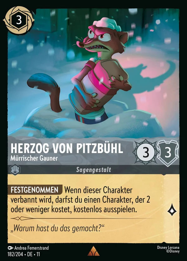 Herzog von Pitzbühl - Mürrischer Gauner — Disney Lorcana Charakter card from Winterspell