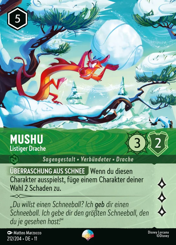 Mushu - Listiger Drache — Disney Lorcana Charakter card from Winterspell