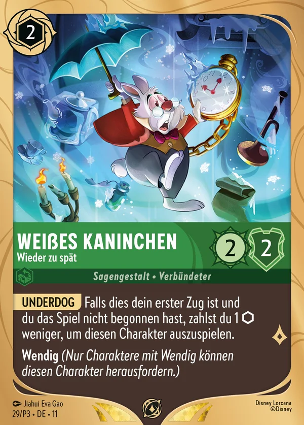 Weißes Kaninchen - Wieder zu spät — Disney Lorcana Charakter card from Winterspell