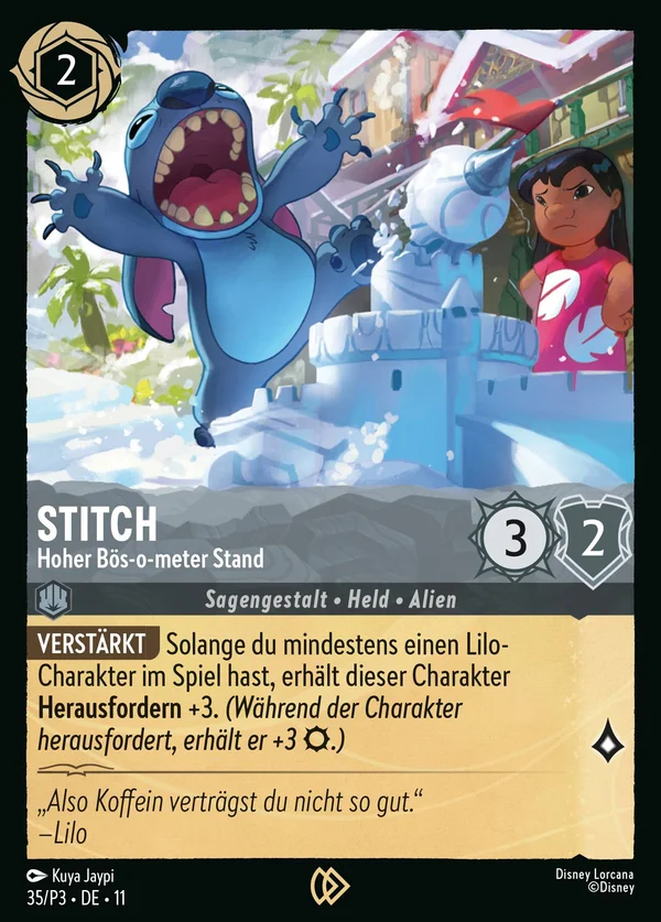 Stitch - Hoher Bös-o-meter Stand — Disney Lorcana Charakter card from Winterspell