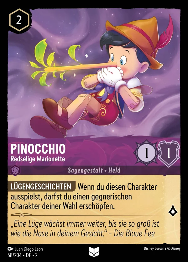 Pinocchio - Redselige Marionette — Disney Lorcana Charakter card from Rise of the Floodborn