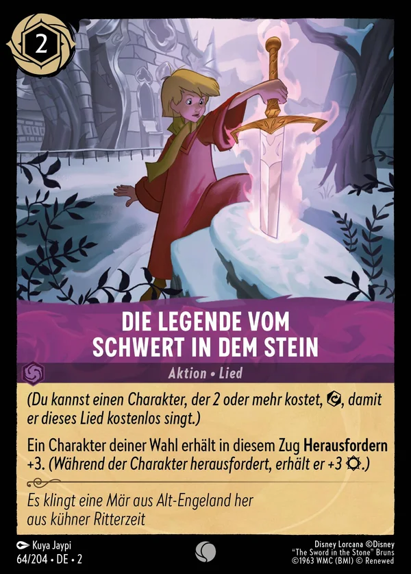 Die Legende vom Schwert in dem Stein — Disney Lorcana Aktion card from Rise of the Floodborn