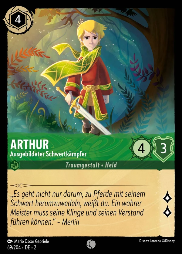 Arthur - Ausgebildeter Schwertkämpfer — Disney Lorcana Charakter card from Rise of the Floodborn