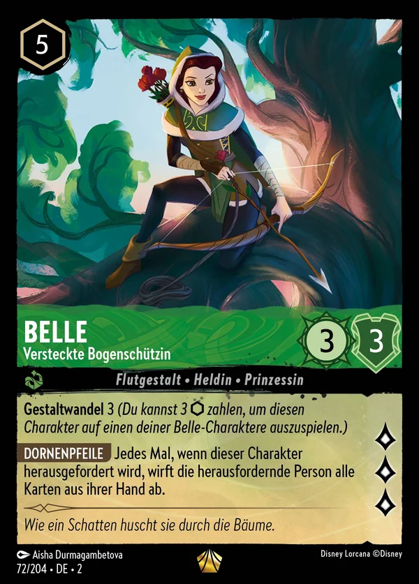 Belle - Versteckte Bogenschützin — Disney Lorcana Charakter card from Rise of the Floodborn
