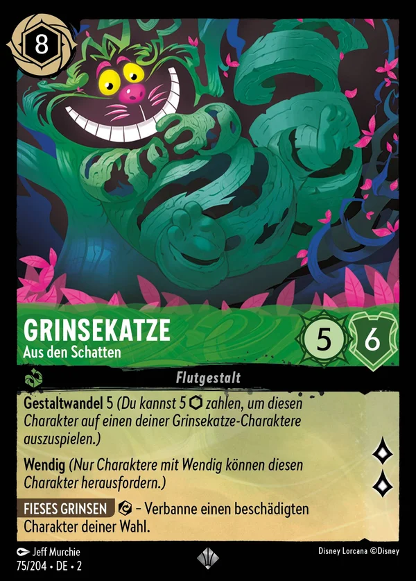 Grinsekatze - Aus den Schatten — Disney Lorcana Charakter card from Rise of the Floodborn