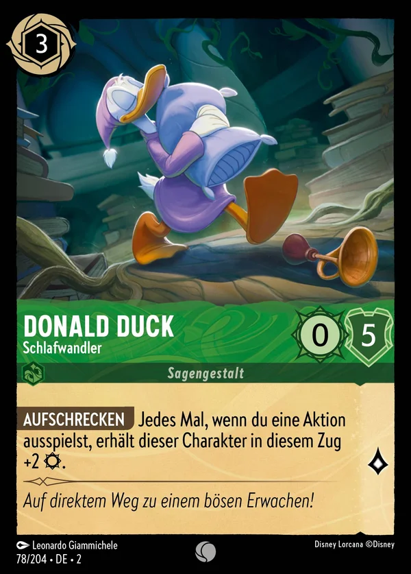 Donald Duck - Schlafwandler — Disney Lorcana Charakter card from Rise of the Floodborn