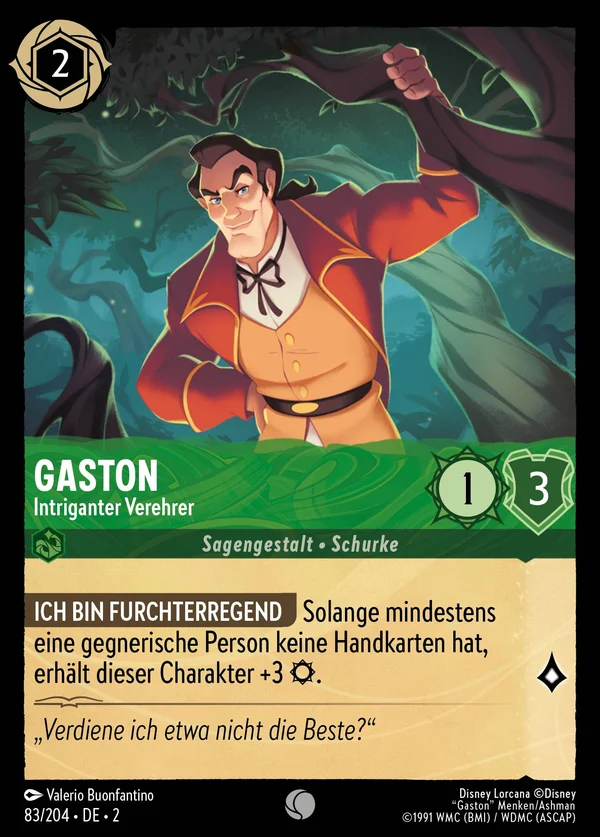 Gaston - Intriganter Verehrer — Disney Lorcana Charakter card from Rise of the Floodborn