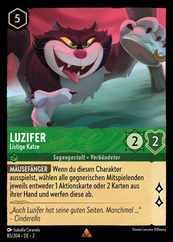 Luzifer - Listige Katze — Disney Lorcana Charakter card from Rise of the Floodborn
