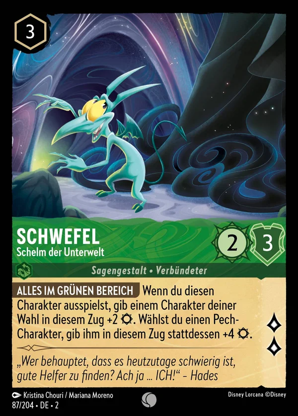 Schwefel - Schelm der Unterwelt — Disney Lorcana Charakter card from Rise of the Floodborn