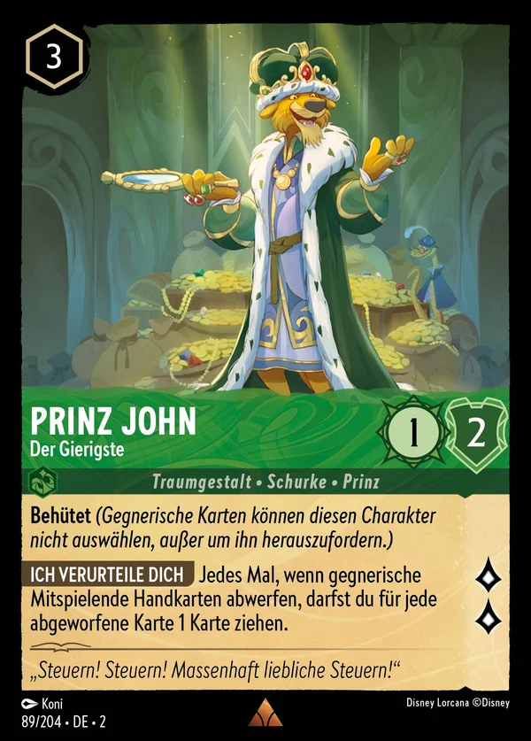 Prinz John - Der Gierigste — Disney Lorcana Charakter card from Rise of the Floodborn