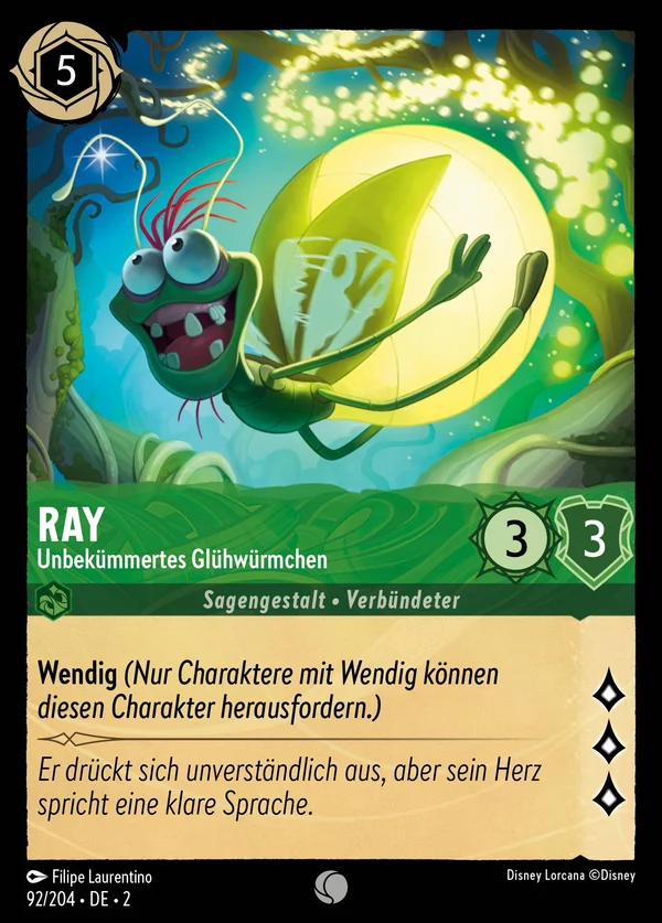 Ray - Unbekümmertes Glühwürmchen — Disney Lorcana Charakter card from Rise of the Floodborn