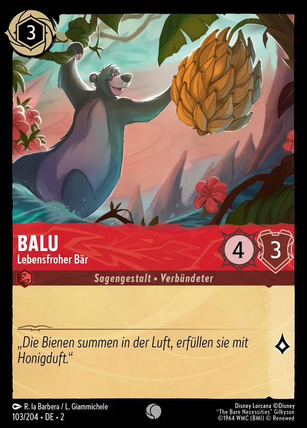Balu - Lebensfroher Bär — Disney Lorcana Charakter card from Rise of the Floodborn
