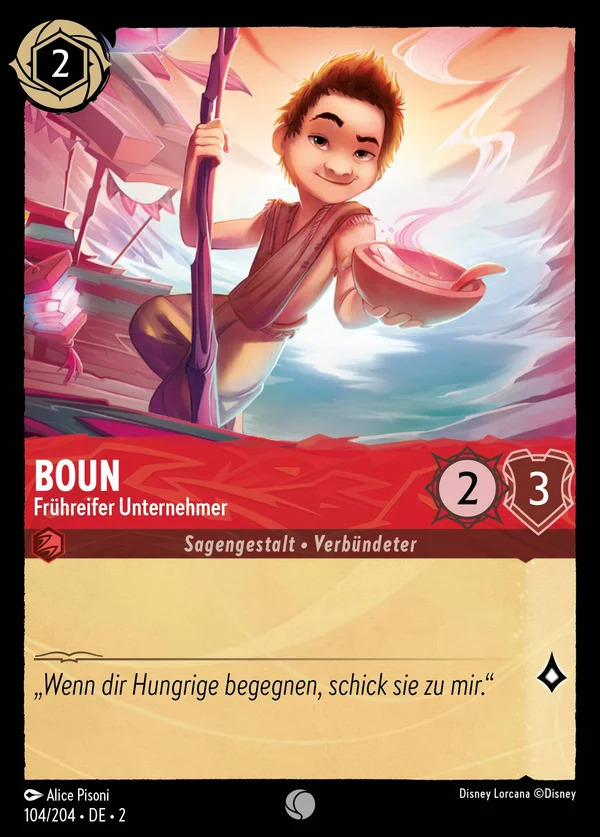 Boun - Frühreifer Unternehmer — Disney Lorcana Charakter card from Rise of the Floodborn