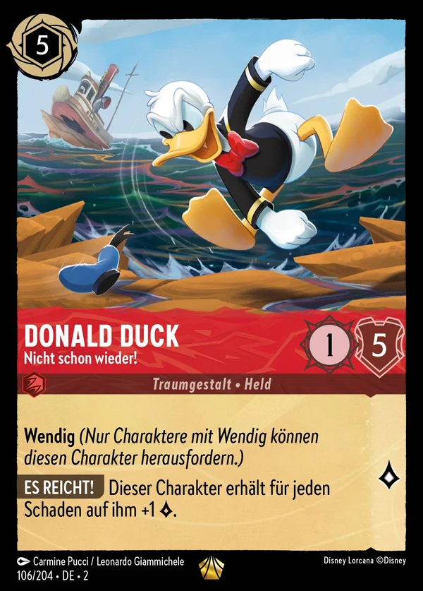 Donald Duck - Nicht schon wieder! — Disney Lorcana Charakter card from Rise of the Floodborn