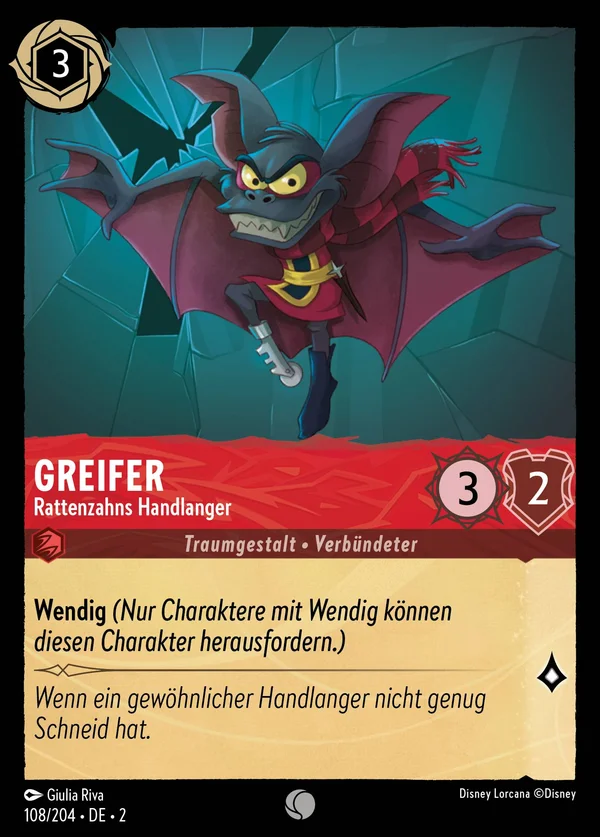 Greifer - Rattenzahns Handlanger — Disney Lorcana Charakter card from Rise of the Floodborn