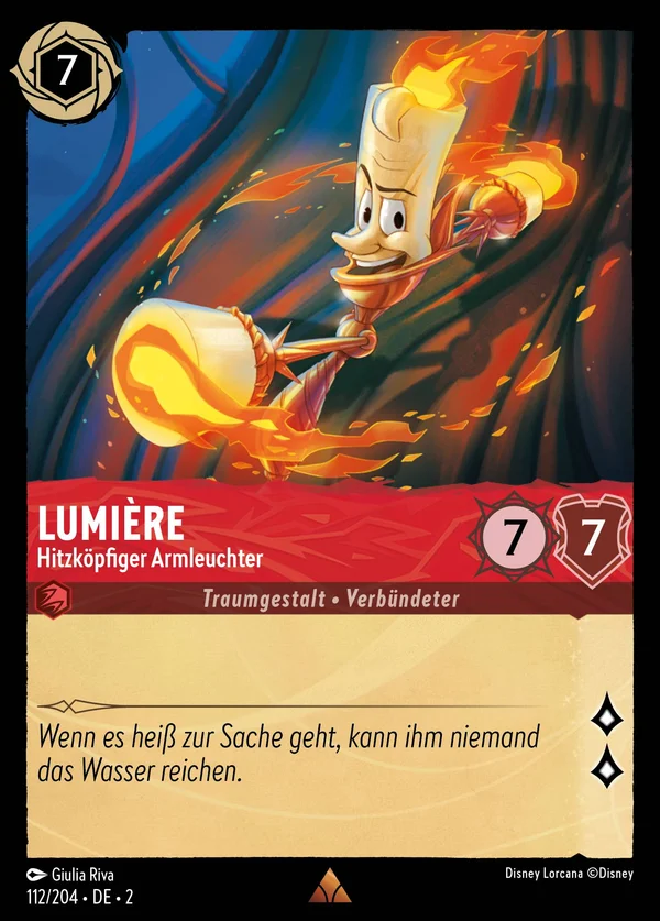 Lumière - Hitzköpfiger Armleuchter — Disney Lorcana Charakter card from Rise of the Floodborn