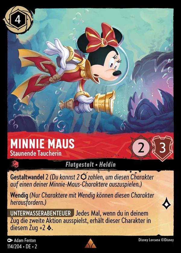 Minnie Maus - Staunende Taucherin — Disney Lorcana Charakter card from Rise of the Floodborn