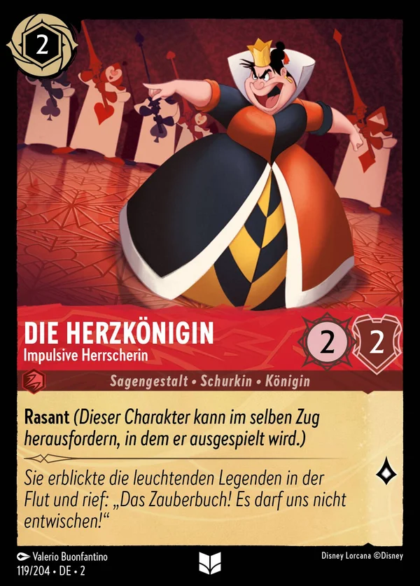Die Herzkönigin - Impulsive Herrscherin — Disney Lorcana Charakter card from Rise of the Floodborn