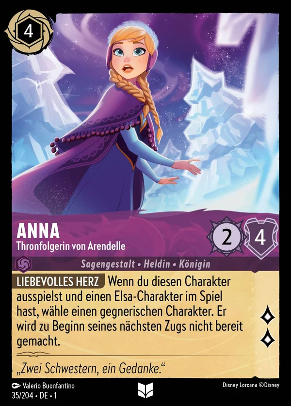 Anna - Thronfolgerin von Arendelle — Disney Lorcana Charakter card from The First Chapter