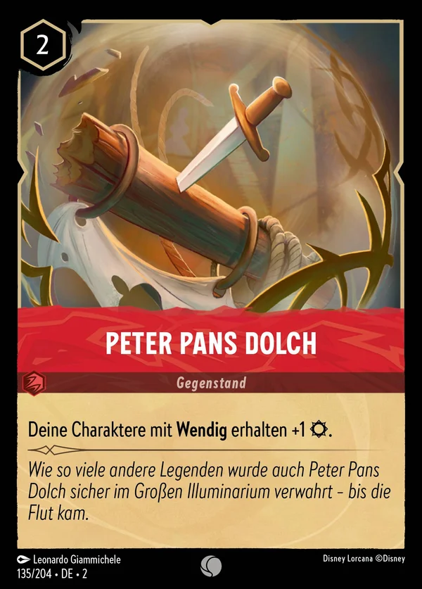Peter Pans Dolch — Disney Lorcana Gegenstand card from Rise of the Floodborn