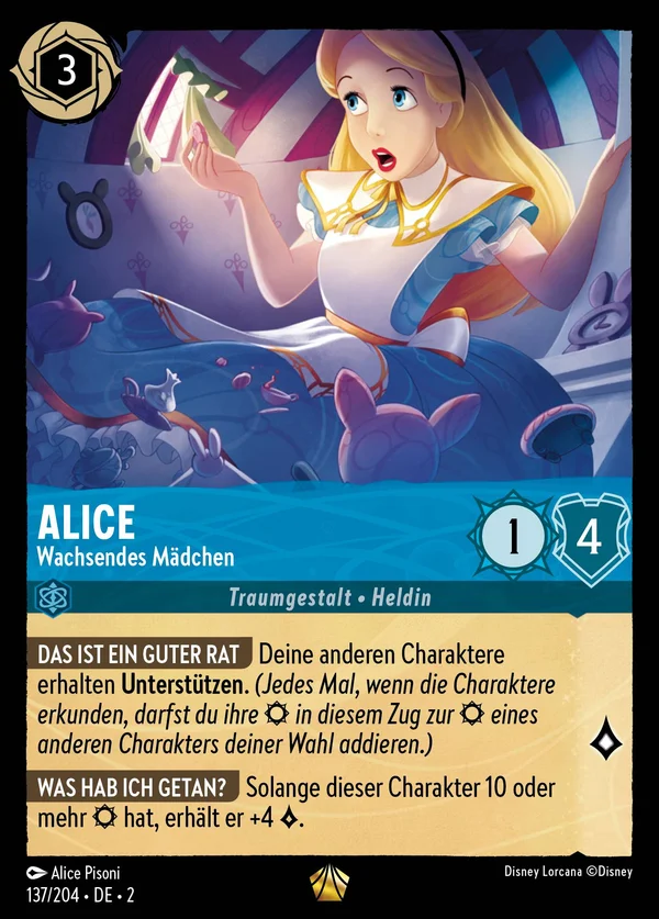 Alice - Wachsendes Mädchen — Disney Lorcana Charakter card from Rise of the Floodborn