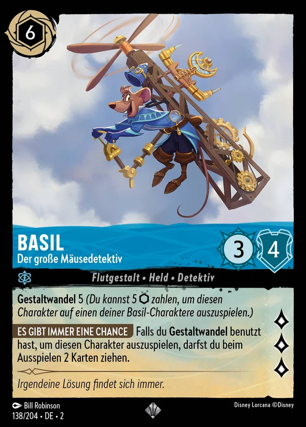 Basil - Der große Mäusedetektiv — Disney Lorcana Charakter card from Rise of the Floodborn