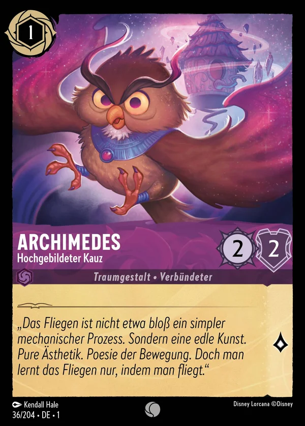 Archimedes - Hochgebildeter Kauz — Disney Lorcana Charakter card from The First Chapter