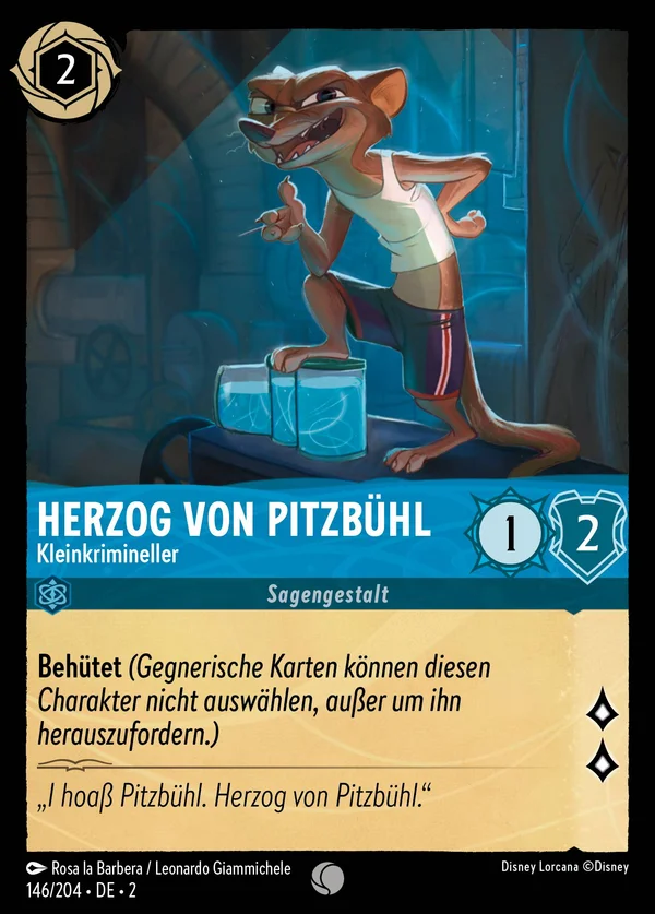 Herzog von Pitzbühl - Kleinkrimineller — Disney Lorcana Charakter card from Rise of the Floodborn