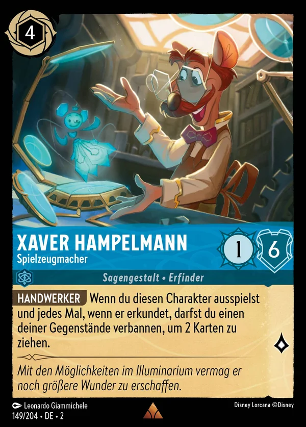 Xaver Hampelmann - Spielzeugmacher — Disney Lorcana Charakter card from Rise of the Floodborn
