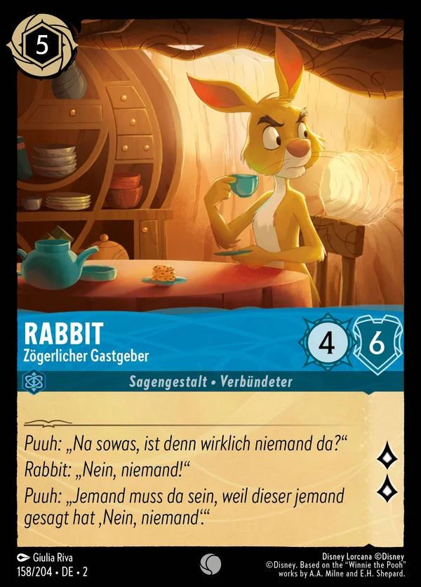 Rabbit - Zögerlicher Gastgeber — Disney Lorcana Charakter card from Rise of the Floodborn