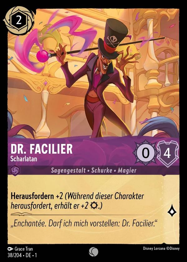 Dr. Facilier - Scharlatan — Disney Lorcana Charakter card from The First Chapter
