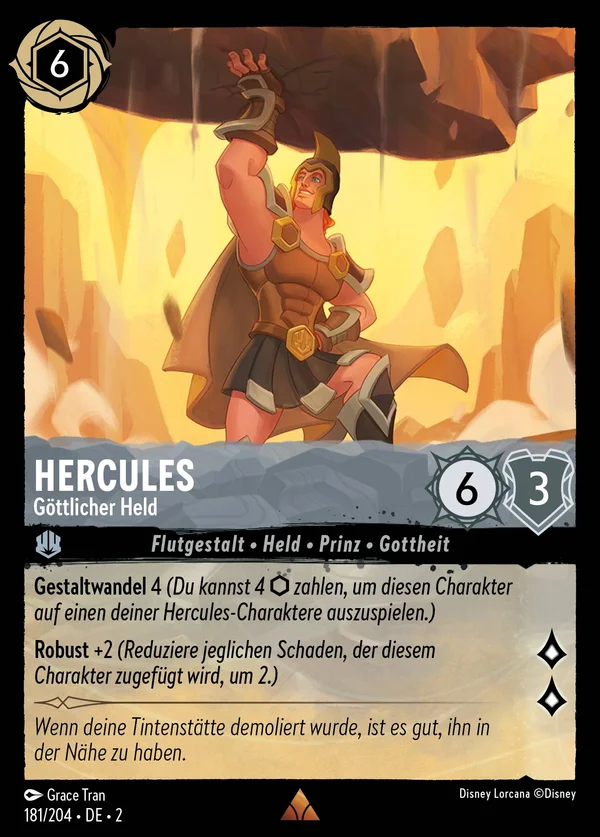 Hercules - Göttlicher Held — Disney Lorcana Charakter card from Rise of the Floodborn