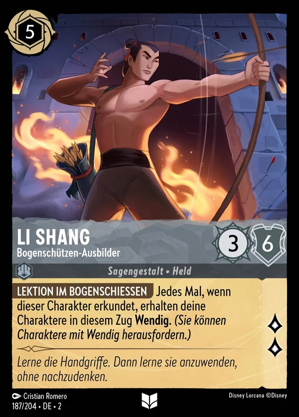 Li Shang - Bogenschützen-Ausbilder — Disney Lorcana Charakter card from Rise of the Floodborn