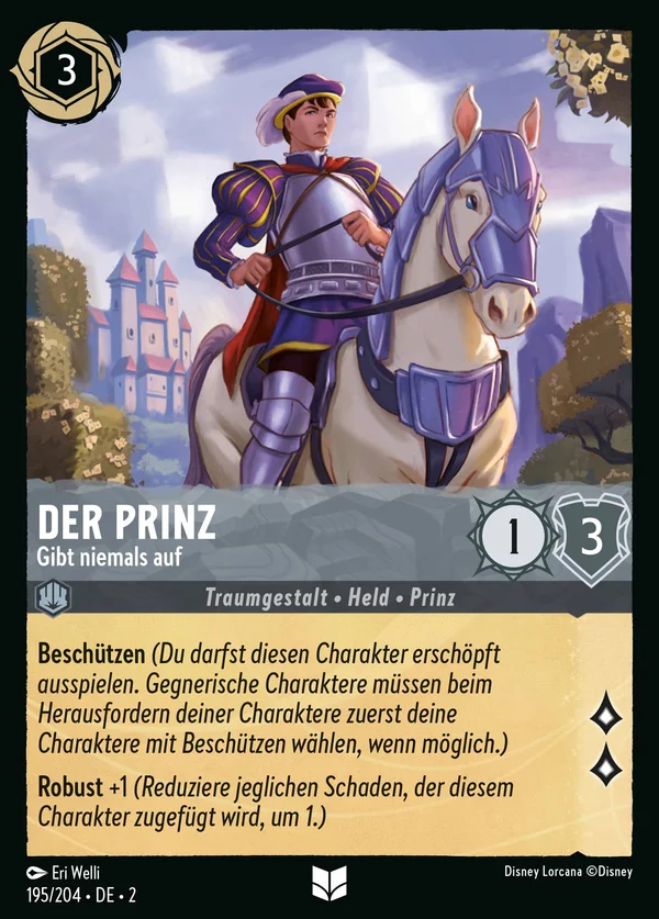Der Prinz - Gibt niemals auf — Disney Lorcana Charakter card from Rise of the Floodborn