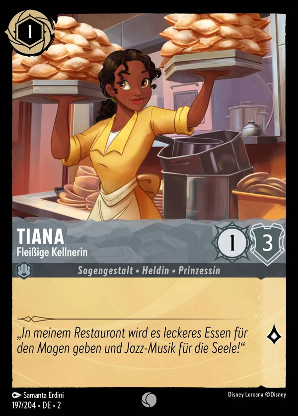 Tiana - Fleißige Kellnerin — Disney Lorcana Charakter card from Rise of the Floodborn