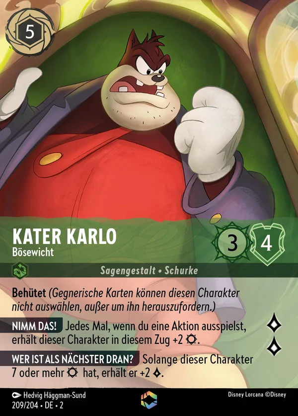 Kater Karlo - Bösewicht — Disney Lorcana Charakter card from Rise of the Floodborn