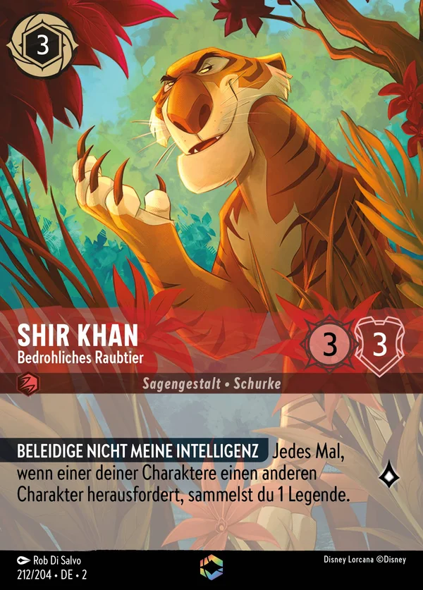 Shir Khan - Bedrohliches Raubtier — Disney Lorcana Charakter card from Rise of the Floodborn