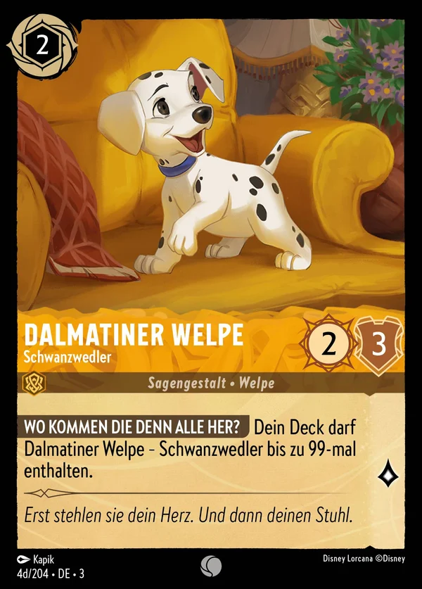 Dalmatiner Welpe - Schwanzwedler — Disney Lorcana Charakter card from Into the Inklands