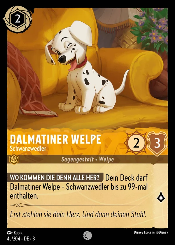 Dalmatiner Welpe - Schwanzwedler — Disney Lorcana Charakter card from Into the Inklands