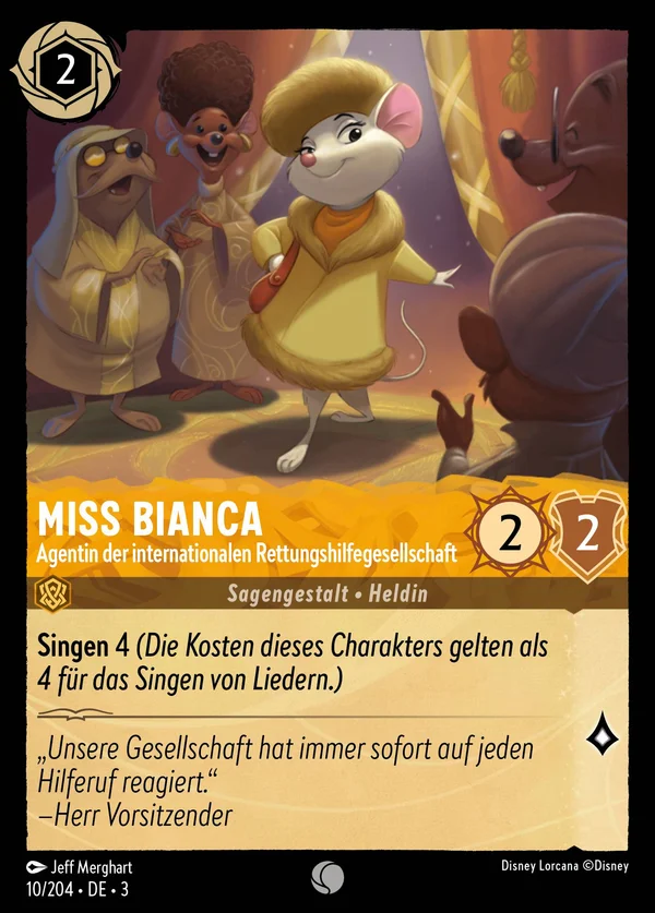 Miss Bianca - Agentin der internationalen Rettungshilfegesellschaft — Disney Lorcana Charakter card from Into the Inklands