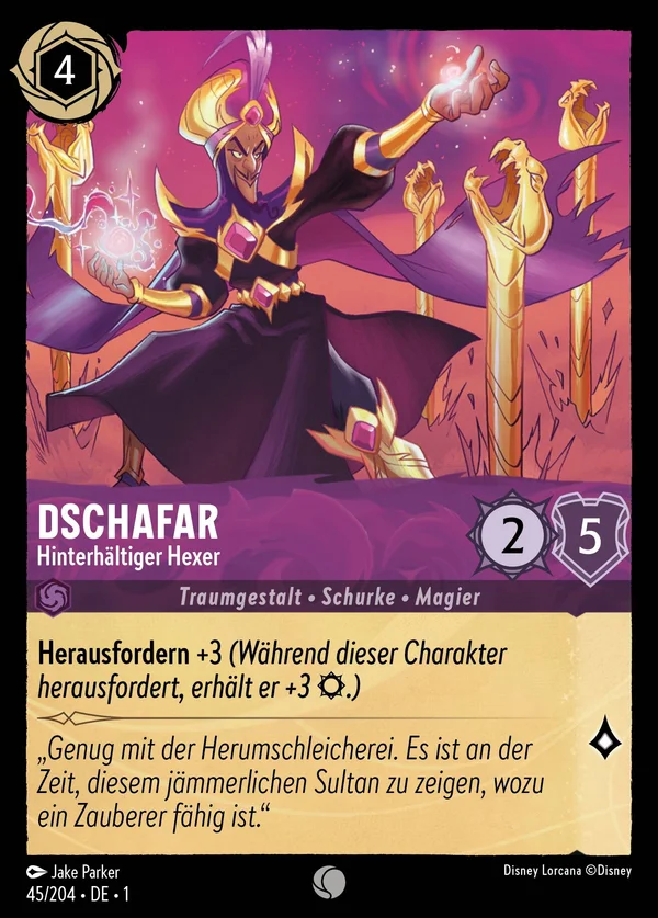 Dschafar - Hinterhältiger Hexer — Disney Lorcana Charakter card from The First Chapter